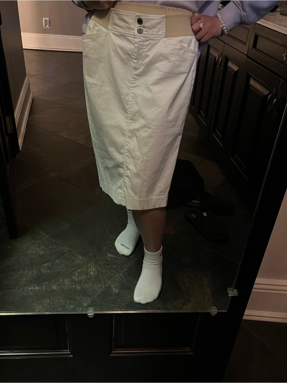 Dolce & Gabbana VINTAGE Cream Midi Skirt with Waistband Detail